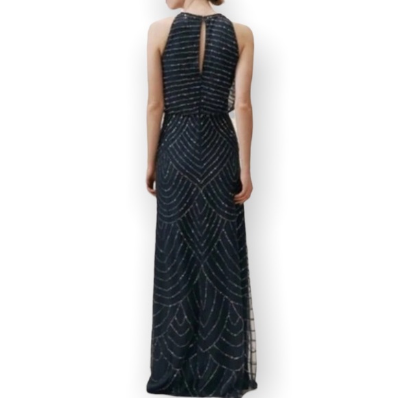 Adrianna Papell BHLDN Madigan 2/ XS Blue Chiffon Embellished Beaded Formal Gown - Picture 2 of 8